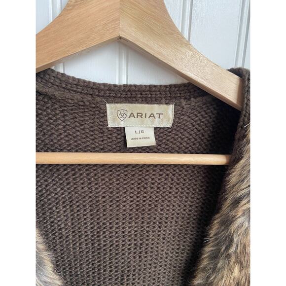 Ariat Vest Womens L Faux Fur Knit Wool Open Front Western Festival Equestrian - Picture 2 of 4
